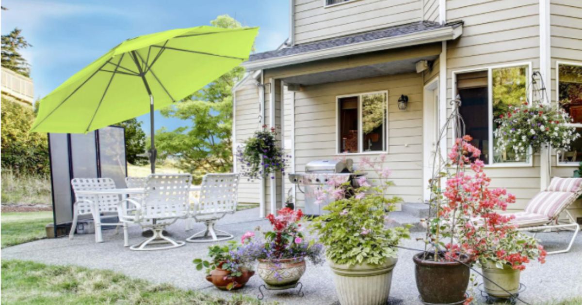 ft Aluminum Patio Umbrella with Auto Tilt in Lime Green