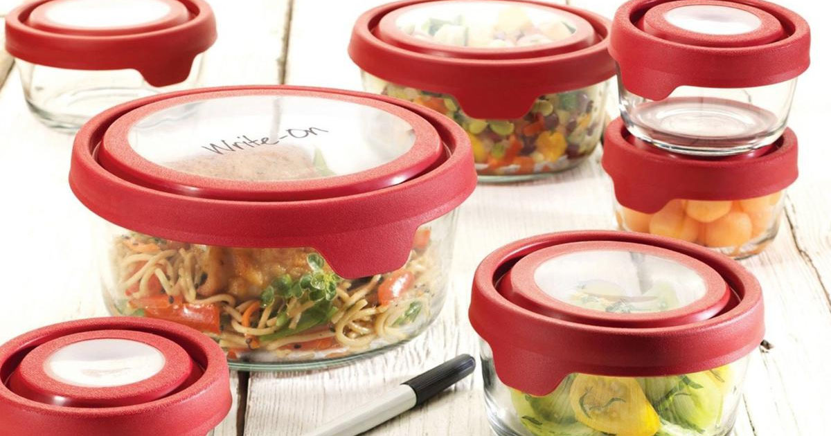 Anchor Hocking TrueSeal piece Glass Food Storage Set with Pen