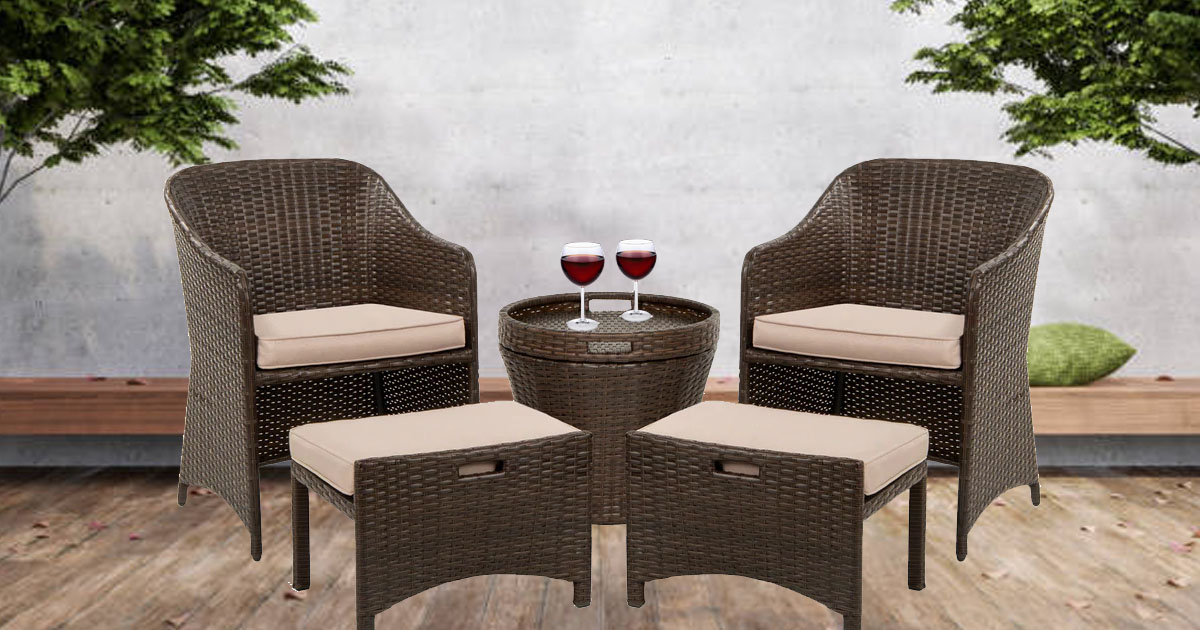 Best Choice Products Piece Outdoor Wicker Bistro Set with Side Storage Table