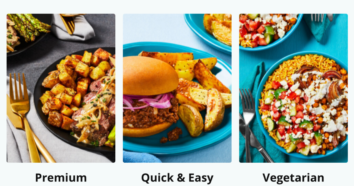 three meals on plates