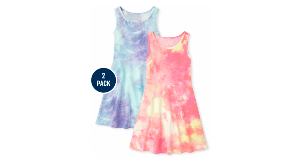 Girls Print Skater Dress Pack In The Pink