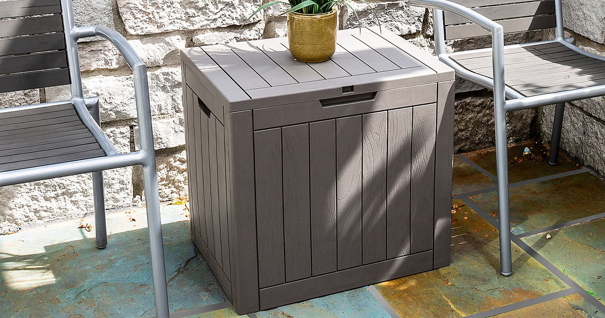 Honey Can Do Deck Box for Outdoor Storage Resin Gallon