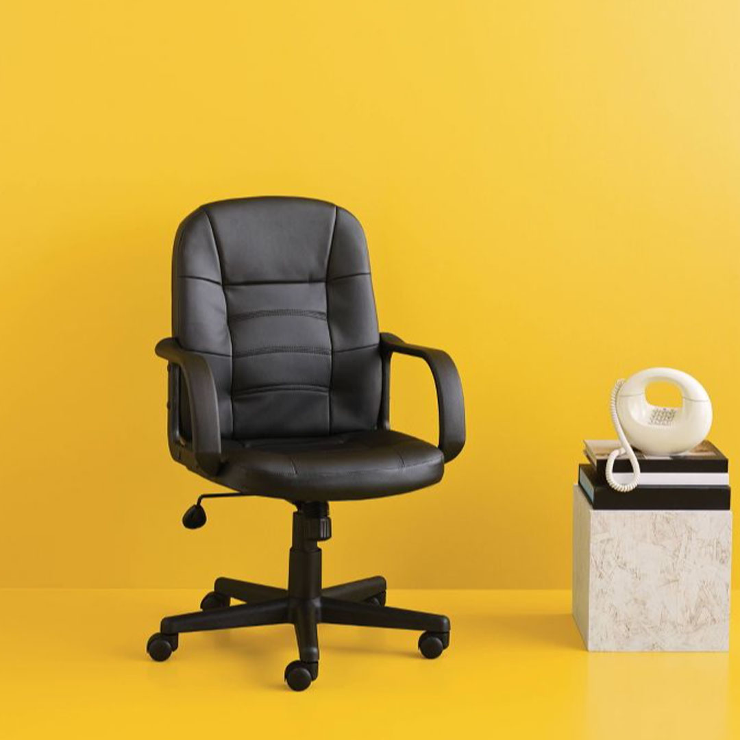 Office Chair Bonded Leather Black Room Essentials