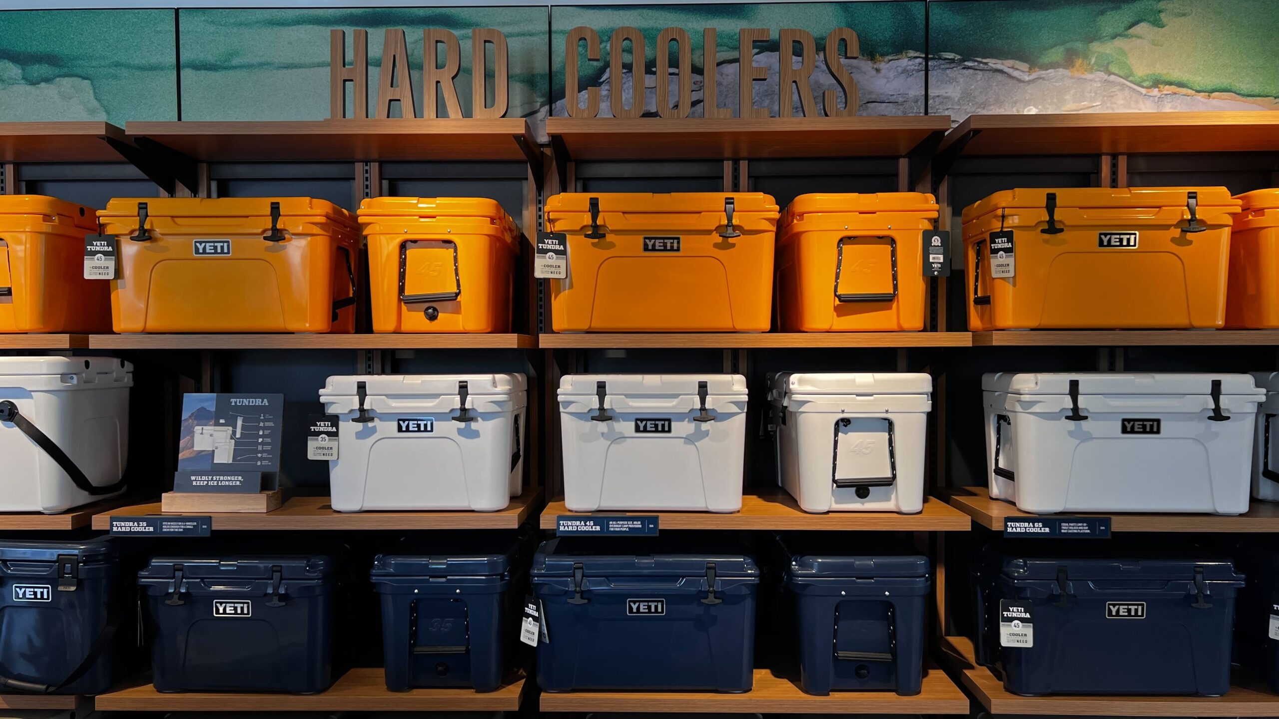 yeti hardside coolers in 3 different colors