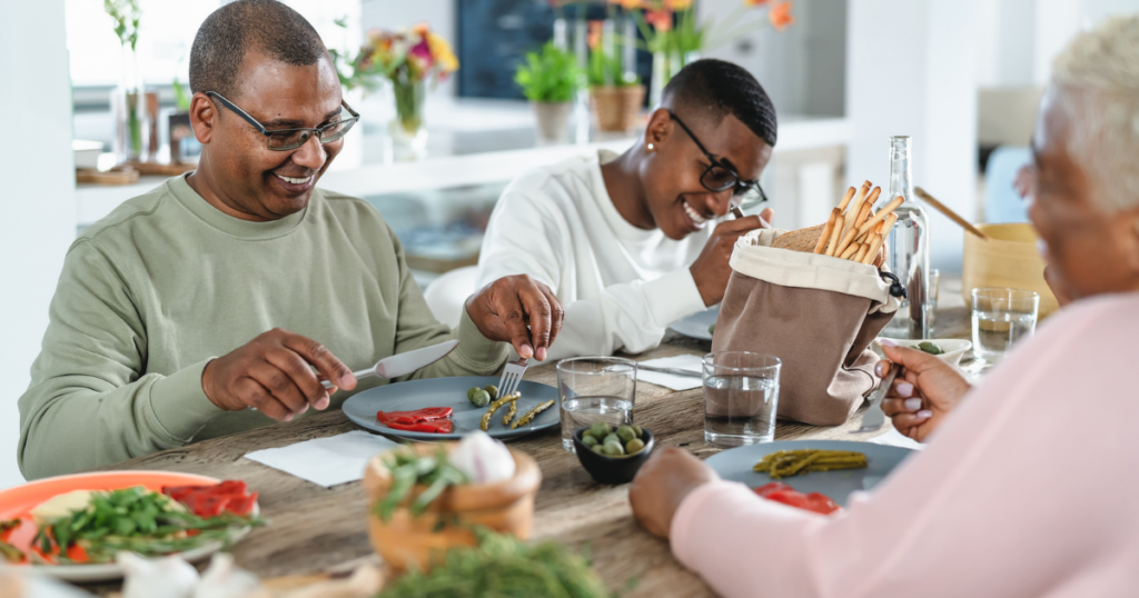 family eating at table