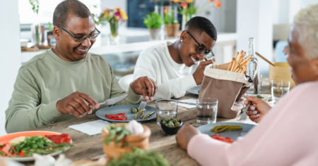 family eating at table