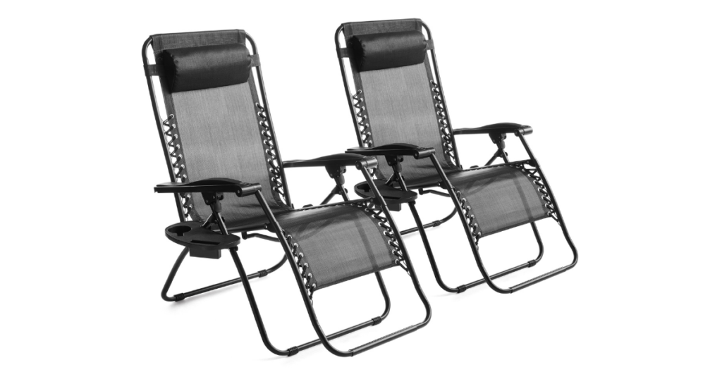 two black mainstays zero gravity loungers