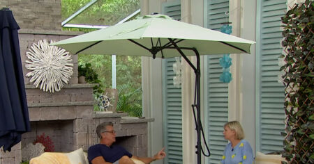 Improvements Offset Easy Up Umbrella with LED Lights