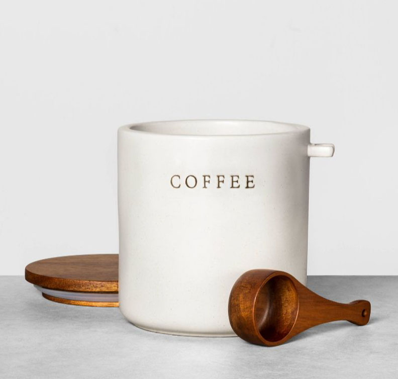 Stoneware Coffee Canister with Wood Lid Scoop Hearth Hand™ with Magnolia