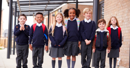 kids in school uniforms