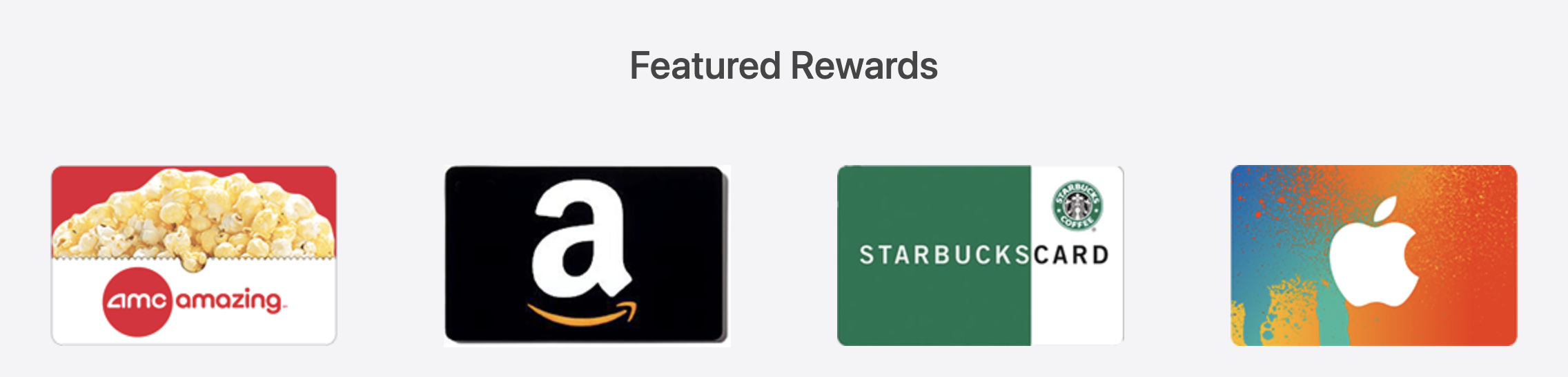 AMC, Amazon, Starbucks, and Apple gift cards