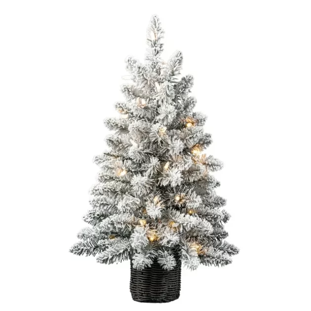 Pre Lit Cooper Flocked Spruce Artificial Christmas Tree with Clear LED Lights by Holiday Time fe f a b e dd f e fba f b fff d d f f