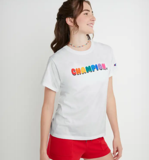 CLASSIC TEE RAINBOW BUBBLE SCRIPT LOGO