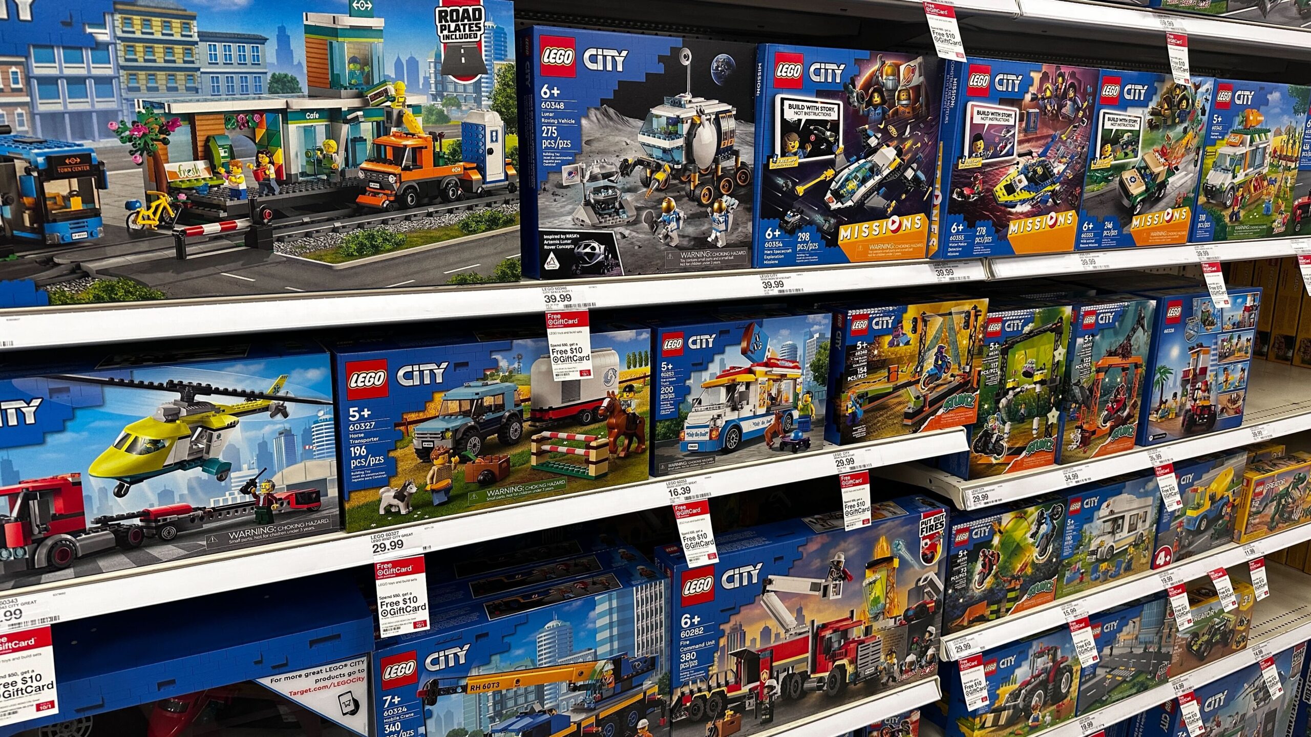 Target aisle of LEGO sets