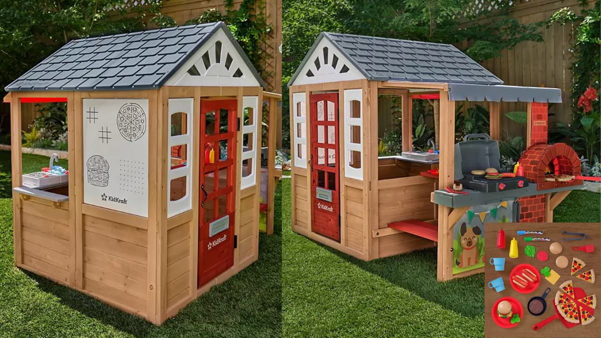 KidKraft Grill Chill Pizza Party Wooden Outdoor Playhouse
