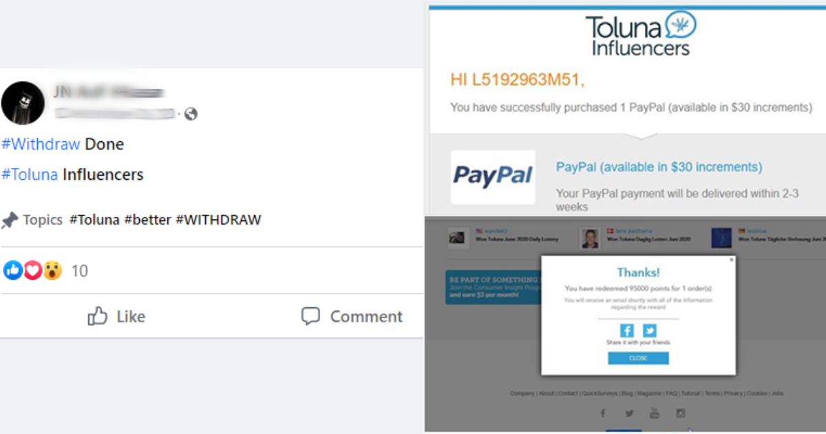 Toluna proof of payment