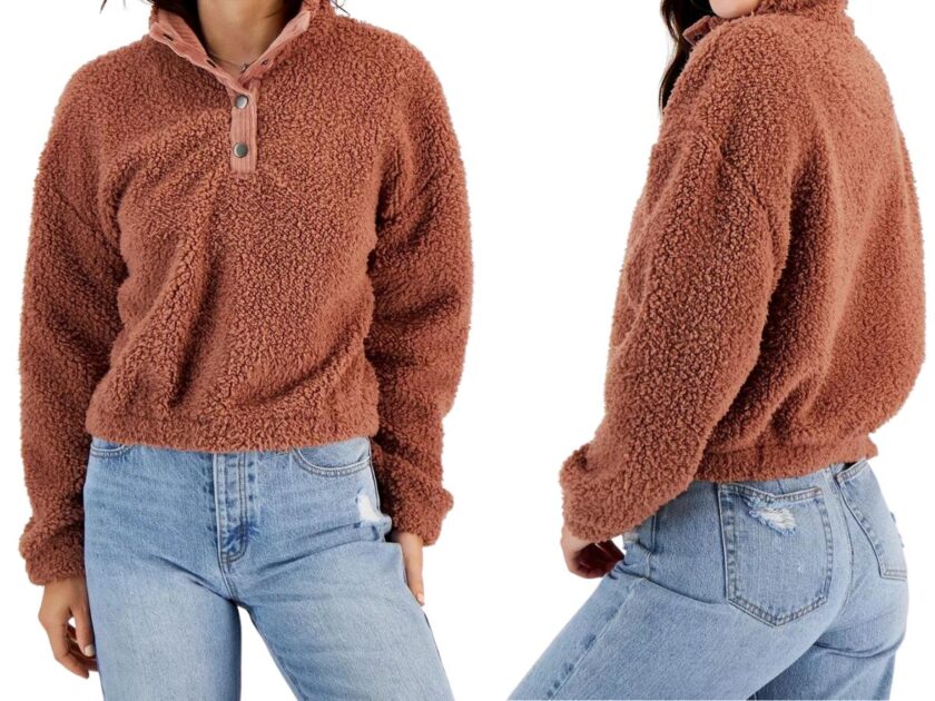 Hippie Rose Juniors Sherpa Snap Neck Pullover