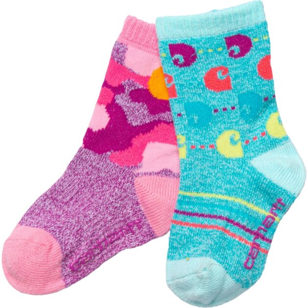 carhartt ga gripper socks pack crew for infant girls in blue pink p hfn