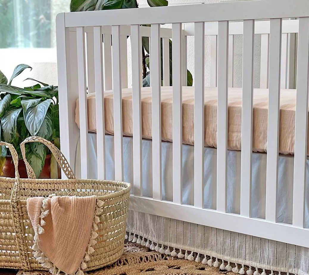 Crane Baby Cotton Muslin Fitted Crib Sheet