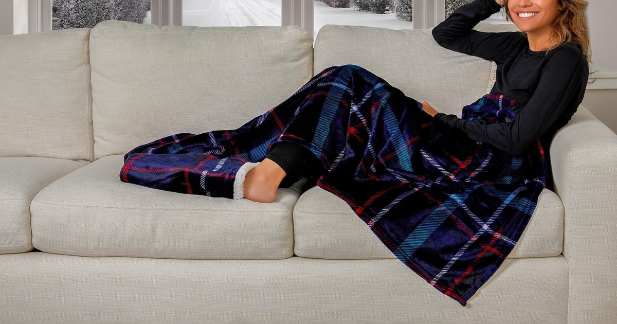 Cuddl Duds Foot Pocket Plush Throw