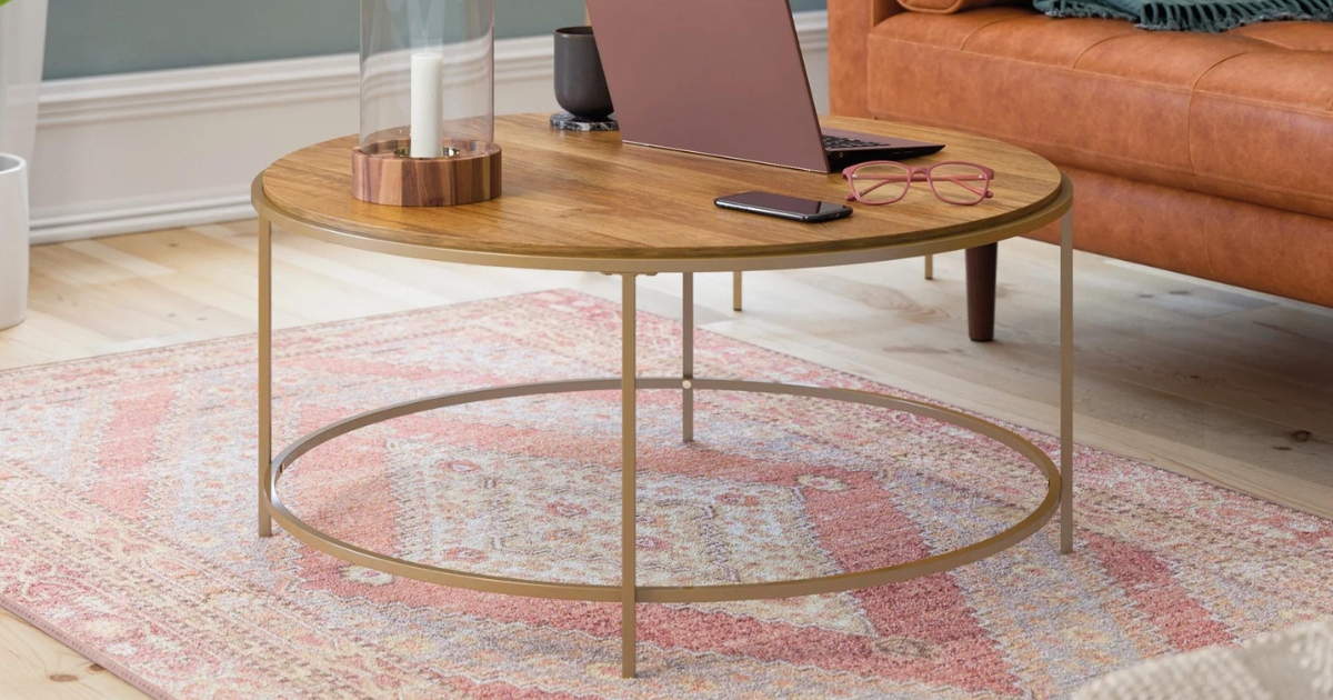 Sauder International Lux Deco Stone Round Coffee Table
