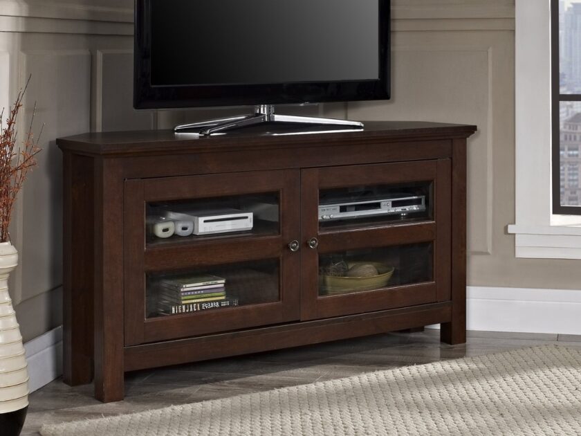 Walker Edison Modern Farmhouse Wood Corner TV Stand