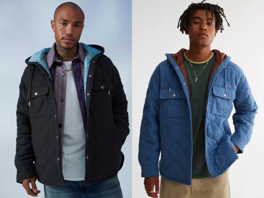 BDG Flannel Quilted Hooded Shirt Jacket