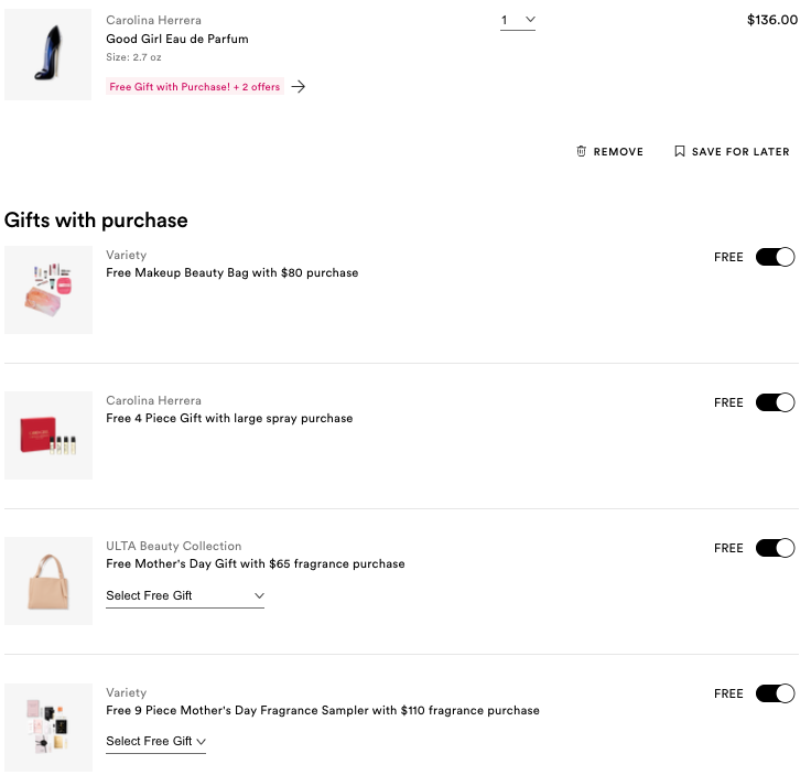 Ulta Carolina Herrera Freebies