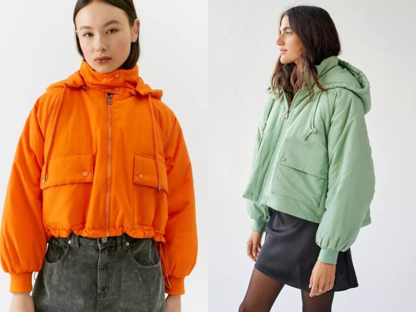 UO Rue Hooded Crinkle Puffer Jacket