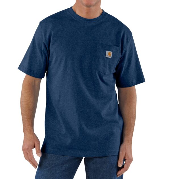 carhartt k loose fit heavyweight pocket t shirt short sleeve for men in dark cobalt blue heather p jpwp