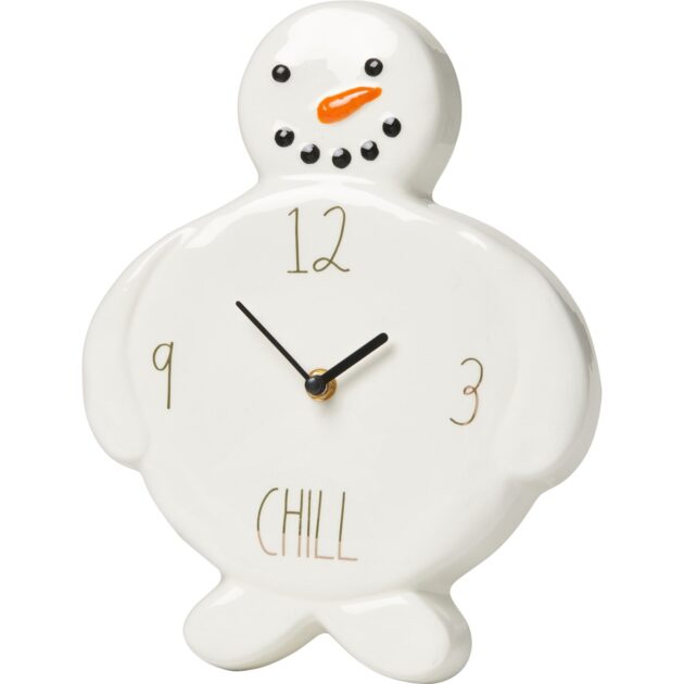 rae dunn chill snowman wall clock in white p wjm