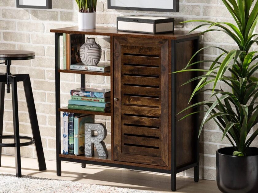 Baxton Studio Four Shelf Wayland Shoe Cabinet