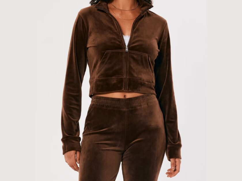 Hollister SLIM VELOUR FULL ZIP HOODIE