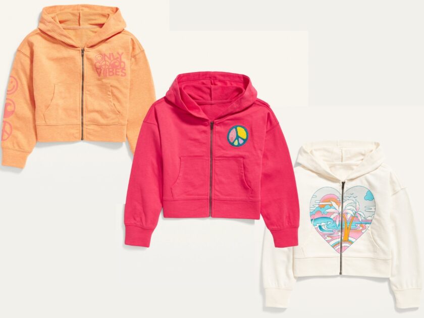 Old Navy Girls Vintage Zip Front French Terry Hoodie