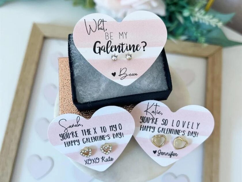 Personalized Happy Galentines Day Minimalist Studs