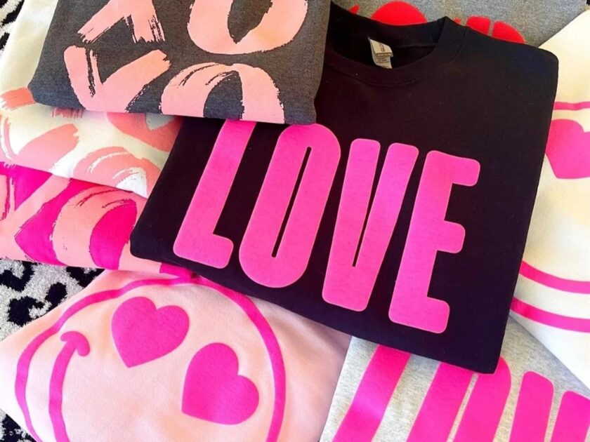 Puff Print Heart Sweatshirts