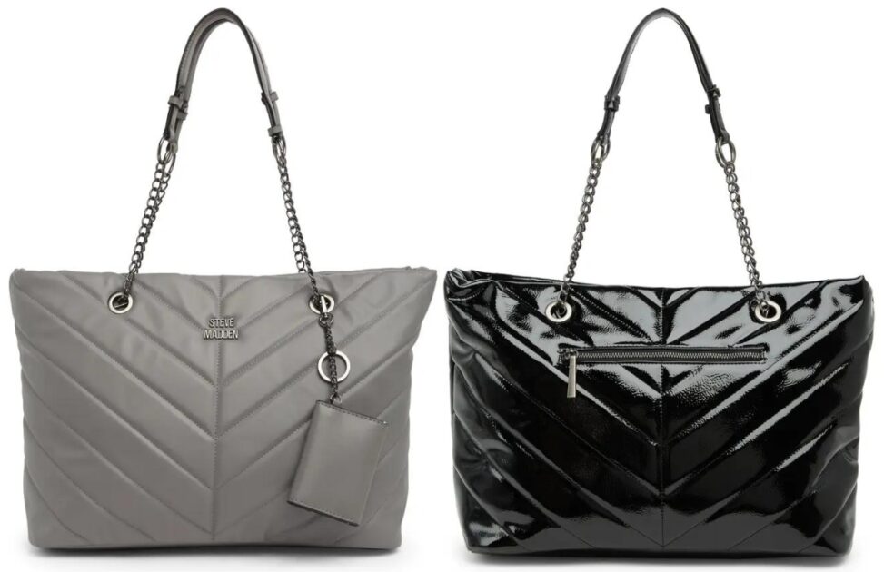 Steve Madden Blani Patent Faux Leather Quilted Totes e