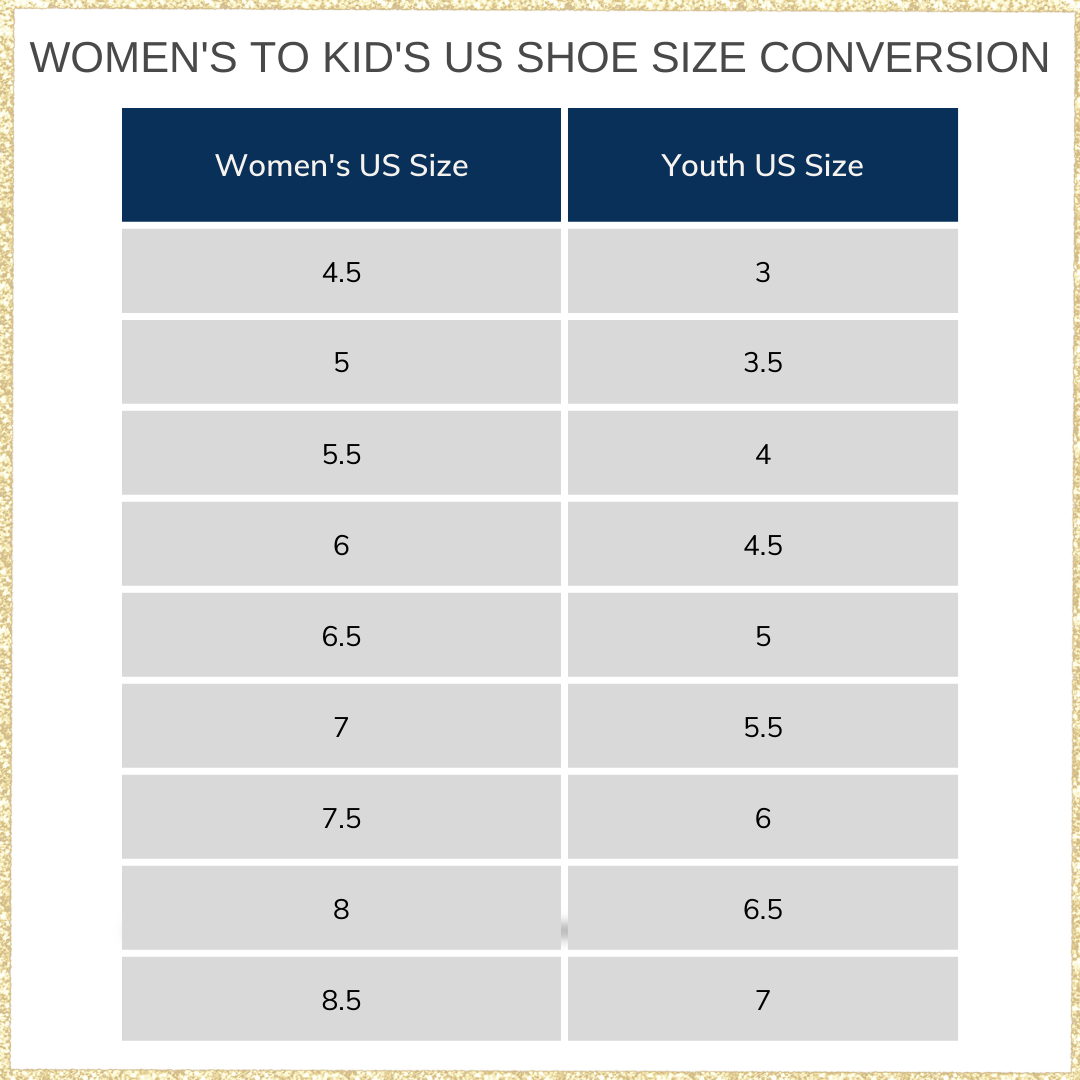 women's to kid's US shoe size conversion chart