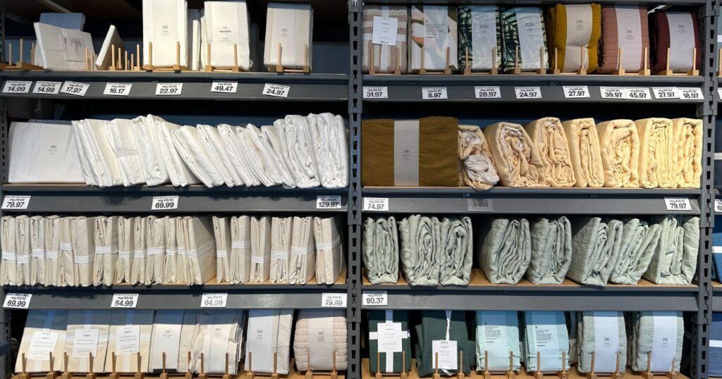 Bedding stock at a Crate and Barrel Outlet Store | Crate and Barrel Sales