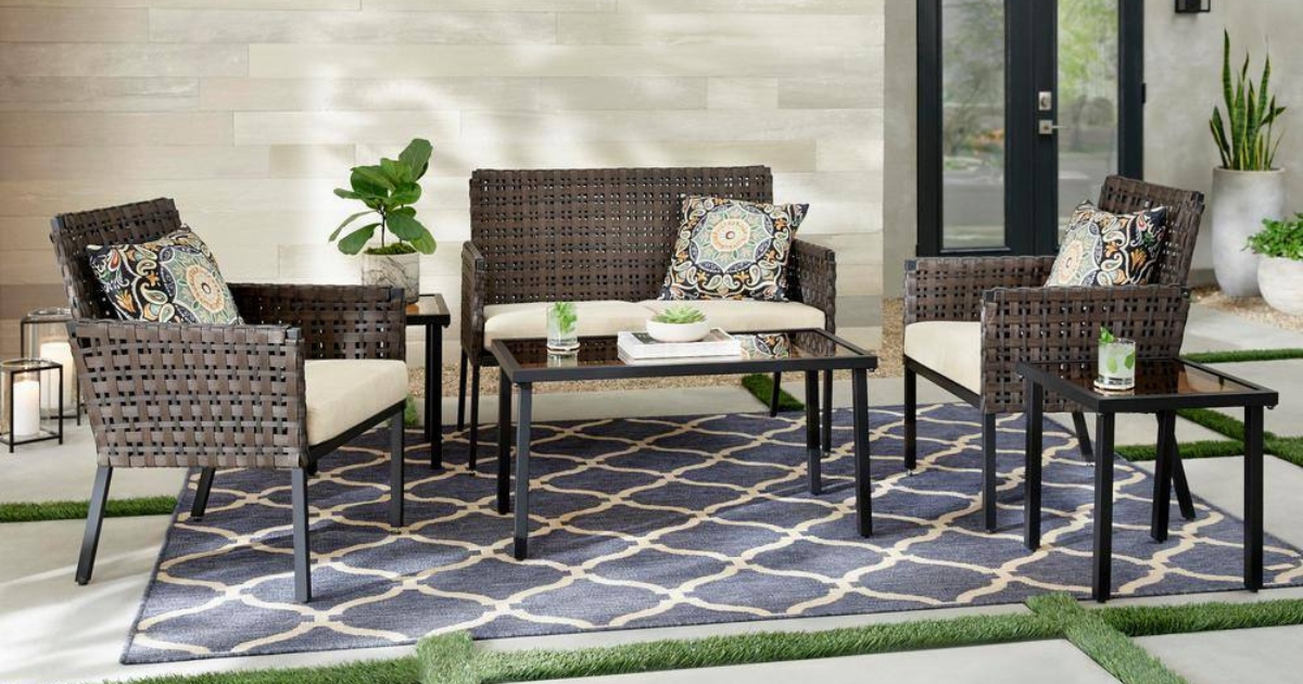 Hampton Bay Park Lane Wicker Outdoor Patio Conversation Set