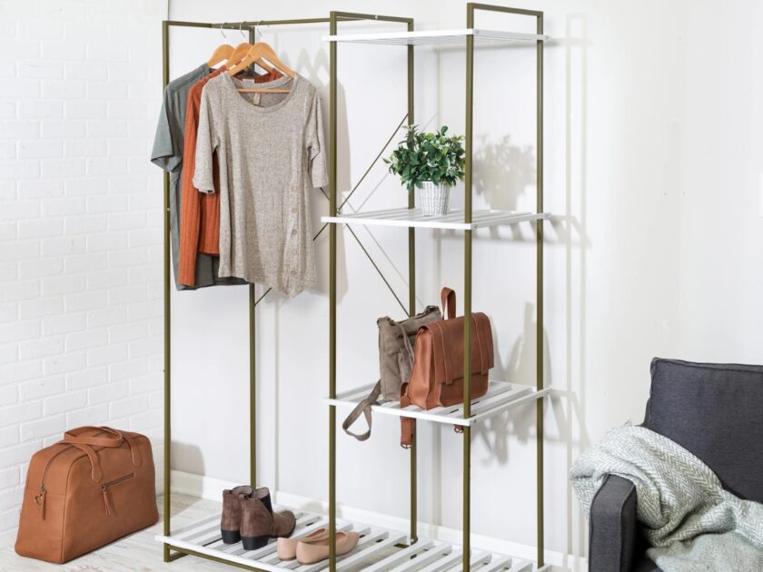 Honey Can Do Freestanding Open Metal Closet Wardrobe