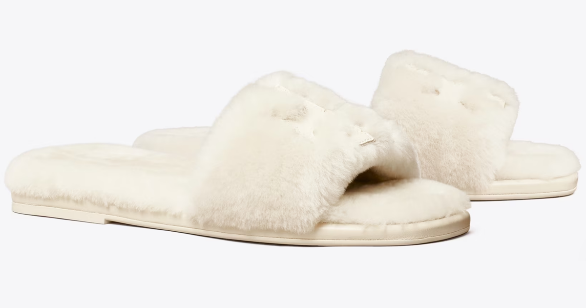 Tory Burch DOUBLE T SHEARLING SLIDE
