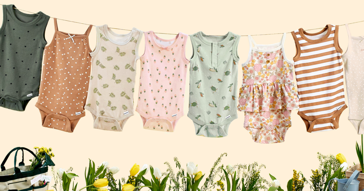 Gerber baby clothes hanging on line