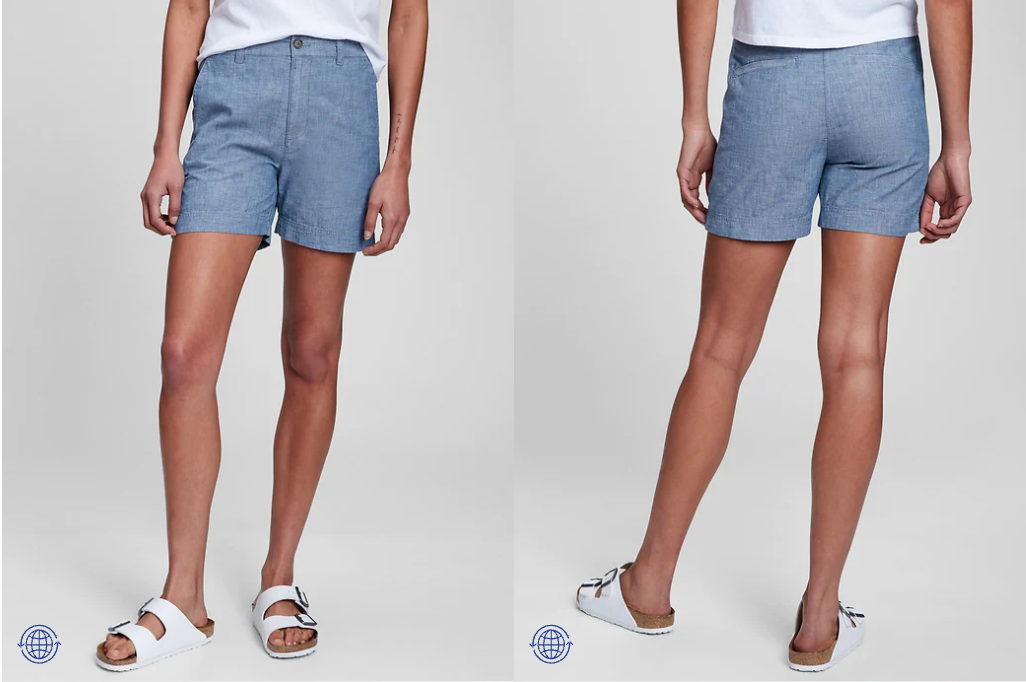 High Rise Chambray Shorts