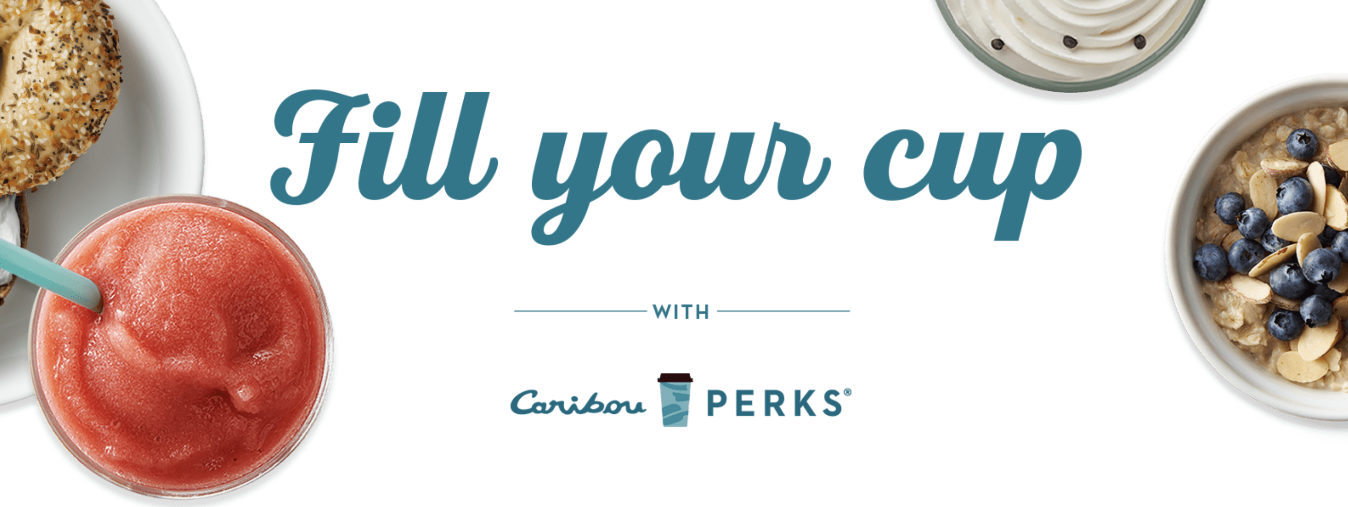 Caribou perks fill your cup image with drinks on the sides