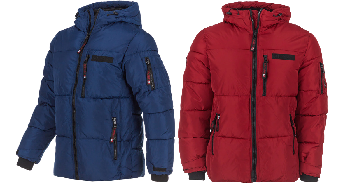 Canada Weather Gear Men's 4-Zipper Pocket Hooded Puffer Jacket