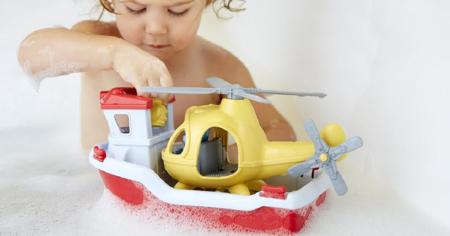 Green Toys Rescue Boat with Helicopter