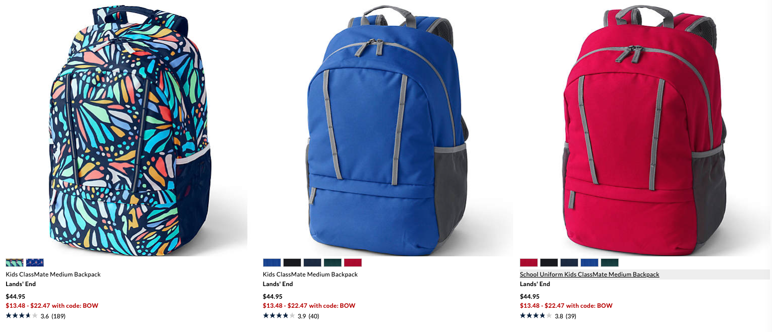 Lands End Medium Backpacks