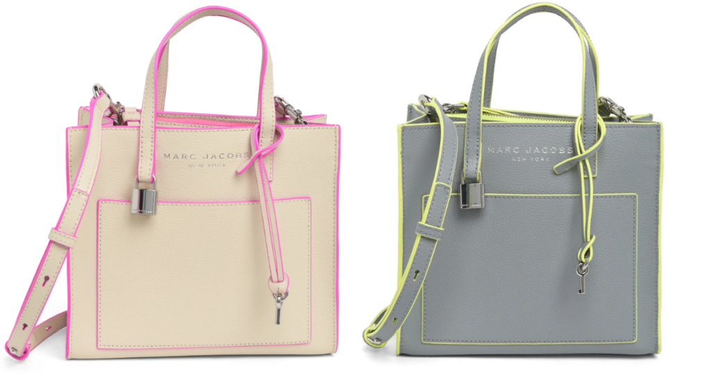 Mini Grid Leather Crossbody Tote Bag