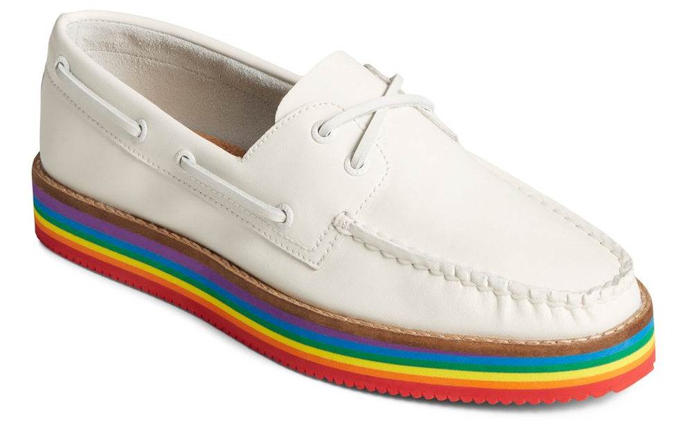 White & Red Pride Authentic Original Leather Platform Boat Shoe